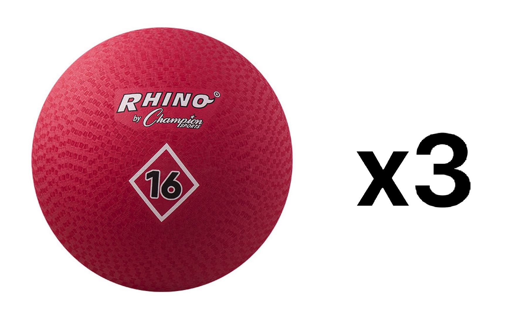 Champion Sports Nylon Wound 2Ply Red Playground Ball, 16Inch (Pack of